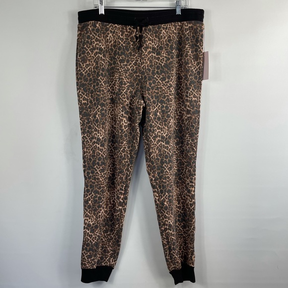 NWT Rachel Parcell Fleece Joggers Leopard Print Size XXL - Picture 2 of 5